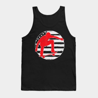 Skateboarding USA Flag 4th Of July Tank Top